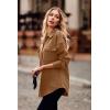 imagePRETTYGARDEN Womens 2024 Winter Jackets Lapel Coat Outerwear Casual Long Sleeve Button Down Blouse Shirts Tops Dark KhakiLarge