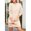 imagePRETTYGARDEN Womens 2025 Fall Knit Pullover Sweaters Long Sleeve Crewneck Oversized Loose Short Sweater Dress BeigeMedium