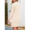 imagePRETTYGARDEN Womens 2025 Fall Knit Pullover Sweaters Long Sleeve Crewneck Oversized Loose Short Sweater Dress BeigeMedium
