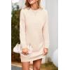 imagePRETTYGARDEN Womens 2025 Fall Knit Pullover Sweaters Long Sleeve Crewneck Oversized Loose Short Sweater Dress BeigeMedium