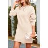 imagePRETTYGARDEN Womens 2025 Fall Knit Pullover Sweaters Long Sleeve Crewneck Oversized Loose Short Sweater Dress BeigeMedium