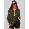 imagePRETTYGARDEN Womens 2026 Fall Hooded Sweatshirts Long Sleeve Half Zip Cropped Hoodies Pullover Winter Fashion ClothesArmy Green