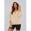 imagePRETTYGARDEN Womens 2026 Fall Hooded Sweatshirts Long Sleeve Half Zip Cropped Hoodies Pullover Winter Fashion ClothesBeige