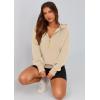 imagePRETTYGARDEN Womens 2026 Fall Hooded Sweatshirts Long Sleeve Half Zip Cropped Hoodies Pullover Winter Fashion ClothesBeige
