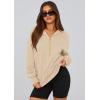 imagePRETTYGARDEN Womens 2026 Fall Hooded Sweatshirts Long Sleeve Half Zip Cropped Hoodies Pullover Winter Fashion ClothesBeige