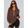 imagePRETTYGARDEN Womens 2026 Fall Hooded Sweatshirts Long Sleeve Half Zip Cropped Hoodies Pullover Winter Fashion ClothesBrown Coffee