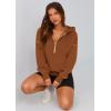imagePRETTYGARDEN Womens 2026 Fall Hooded Sweatshirts Long Sleeve Half Zip Cropped Hoodies Pullover Winter Fashion ClothesCaramel