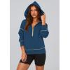 imagePRETTYGARDEN Womens 2026 Fall Hooded Sweatshirts Long Sleeve Half Zip Cropped Hoodies Pullover Winter Fashion ClothesDark Blue