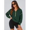 imagePRETTYGARDEN Womens 2026 Fall Hooded Sweatshirts Long Sleeve Half Zip Cropped Hoodies Pullover Winter Fashion ClothesDark Green