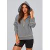imagePRETTYGARDEN Womens 2026 Fall Hooded Sweatshirts Long Sleeve Half Zip Cropped Hoodies Pullover Winter Fashion ClothesDark Grey