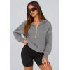 imagePRETTYGARDEN Womens 2026 Fall Hooded Sweatshirts Long Sleeve Half Zip Cropped Hoodies Pullover Winter Fashion ClothesDark Grey