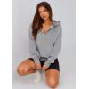 imagePRETTYGARDEN Womens 2026 Fall Hooded Sweatshirts Long Sleeve Half Zip Cropped Hoodies Pullover Winter Fashion ClothesGrey