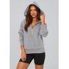 imagePRETTYGARDEN Womens 2026 Fall Hooded Sweatshirts Long Sleeve Half Zip Cropped Hoodies Pullover Winter Fashion ClothesGrey