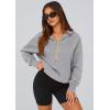 imagePRETTYGARDEN Womens 2026 Fall Hooded Sweatshirts Long Sleeve Half Zip Cropped Hoodies Pullover Winter Fashion ClothesGrey