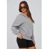 imagePRETTYGARDEN Womens 2026 Fall Hooded Sweatshirts Long Sleeve Half Zip Cropped Hoodies Pullover Winter Fashion ClothesGrey