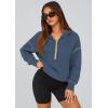 imagePRETTYGARDEN Womens 2026 Fall Hooded Sweatshirts Long Sleeve Half Zip Cropped Hoodies Pullover Winter Fashion ClothesGrey Blue