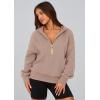 imagePRETTYGARDEN Womens 2026 Fall Hooded Sweatshirts Long Sleeve Half Zip Cropped Hoodies Pullover Winter Fashion ClothesKhaki