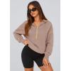 imagePRETTYGARDEN Womens 2026 Fall Hooded Sweatshirts Long Sleeve Half Zip Cropped Hoodies Pullover Winter Fashion ClothesKhaki