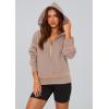 imagePRETTYGARDEN Womens 2026 Fall Hooded Sweatshirts Long Sleeve Half Zip Cropped Hoodies Pullover Winter Fashion ClothesKhaki