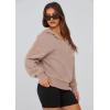 imagePRETTYGARDEN Womens 2026 Fall Hooded Sweatshirts Long Sleeve Half Zip Cropped Hoodies Pullover Winter Fashion ClothesKhaki