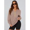 imagePRETTYGARDEN Womens 2026 Fall Hooded Sweatshirts Long Sleeve Half Zip Cropped Hoodies Pullover Winter Fashion ClothesKhaki