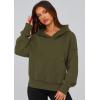 imagePRETTYGARDEN Womens 2026 Fall Hooded Sweatshirts Long Sleeve Half Zip Cropped Hoodies Pullover Winter Fashion ClothesStyle 2army Green
