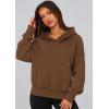 imagePRETTYGARDEN Womens 2026 Fall Hooded Sweatshirts Long Sleeve Half Zip Cropped Hoodies Pullover Winter Fashion ClothesStyle 2brown