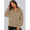 imagePRETTYGARDEN Womens 2026 Fall Hooded Sweatshirts Long Sleeve Half Zip Cropped Hoodies Pullover Winter Fashion ClothesStyle 2khaki