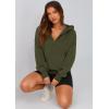 imagePRETTYGARDEN Womens 2026 Fall Hooded Sweatshirts Long Sleeve Half Zip Cropped Hoodies Pullover Winter Fashion ClothesStyle 3army Green