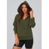 imagePRETTYGARDEN Womens 2026 Fall Hooded Sweatshirts Long Sleeve Half Zip Cropped Hoodies Pullover Winter Fashion ClothesStyle 3army Green