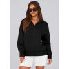 imagePRETTYGARDEN Womens 2026 Fall Hooded Sweatshirts Long Sleeve Half Zip Cropped Hoodies Pullover Winter Fashion ClothesStyle 3black