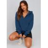 imagePRETTYGARDEN Womens 2026 Fall Hooded Sweatshirts Long Sleeve Half Zip Cropped Hoodies Pullover Winter Fashion ClothesStyle 3dark Blue