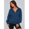 imagePRETTYGARDEN Womens 2026 Fall Hooded Sweatshirts Long Sleeve Half Zip Cropped Hoodies Pullover Winter Fashion ClothesStyle 3dark Blue