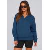 imagePRETTYGARDEN Womens 2026 Fall Hooded Sweatshirts Long Sleeve Half Zip Cropped Hoodies Pullover Winter Fashion ClothesStyle 3dark Blue