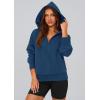 imagePRETTYGARDEN Womens 2026 Fall Hooded Sweatshirts Long Sleeve Half Zip Cropped Hoodies Pullover Winter Fashion ClothesStyle 3dark Blue