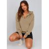 imagePRETTYGARDEN Womens 2026 Fall Hooded Sweatshirts Long Sleeve Half Zip Cropped Hoodies Pullover Winter Fashion ClothesStyle 3khaki