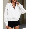 imagePRETTYGARDEN Womens 2026 Fall Hooded Sweatshirts Long Sleeve Half Zip Cropped Hoodies Pullover Winter Fashion ClothesWhite