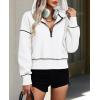 imagePRETTYGARDEN Womens 2026 Fall Hooded Sweatshirts Long Sleeve Half Zip Cropped Hoodies Pullover Winter Fashion ClothesWhite