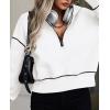 imagePRETTYGARDEN Womens 2026 Fall Hooded Sweatshirts Long Sleeve Half Zip Cropped Hoodies Pullover Winter Fashion ClothesWhite