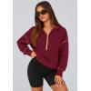imagePRETTYGARDEN Womens 2026 Fall Hooded Sweatshirts Long Sleeve Half Zip Cropped Hoodies Pullover Winter Fashion ClothesWine Red