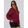 imagePRETTYGARDEN Womens 2026 Fall Hooded Sweatshirts Long Sleeve Half Zip Cropped Hoodies Pullover Winter Fashion ClothesWine Red