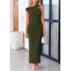 imagePRETTYGARDEN Womens 2026 Summer Formal Maxi Dresses Sleeveless One Shoulder Bodycon Ruched Mesh Wedding Guest Cocktail DressArmy Green