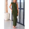 imagePRETTYGARDEN Womens 2026 Summer Formal Maxi Dresses Sleeveless One Shoulder Bodycon Ruched Mesh Wedding Guest Cocktail DressArmy Green