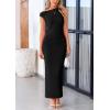 imagePRETTYGARDEN Womens 2026 Summer Formal Maxi Dresses Sleeveless One Shoulder Bodycon Ruched Mesh Wedding Guest Cocktail DressBlack