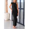 imagePRETTYGARDEN Womens 2026 Summer Formal Maxi Dresses Sleeveless One Shoulder Bodycon Ruched Mesh Wedding Guest Cocktail DressBlack