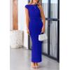 imagePRETTYGARDEN Womens 2026 Summer Formal Maxi Dresses Sleeveless One Shoulder Bodycon Ruched Mesh Wedding Guest Cocktail DressBright Blue