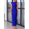 imagePRETTYGARDEN Womens 2026 Summer Formal Maxi Dresses Sleeveless One Shoulder Bodycon Ruched Mesh Wedding Guest Cocktail DressBright Blue