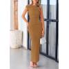 imagePRETTYGARDEN Womens 2026 Summer Formal Maxi Dresses Sleeveless One Shoulder Bodycon Ruched Mesh Wedding Guest Cocktail DressBrown
