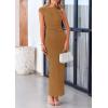 imagePRETTYGARDEN Womens 2026 Summer Formal Maxi Dresses Sleeveless One Shoulder Bodycon Ruched Mesh Wedding Guest Cocktail DressBrown