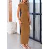 imagePRETTYGARDEN Womens 2026 Summer Formal Maxi Dresses Sleeveless One Shoulder Bodycon Ruched Mesh Wedding Guest Cocktail DressBrown